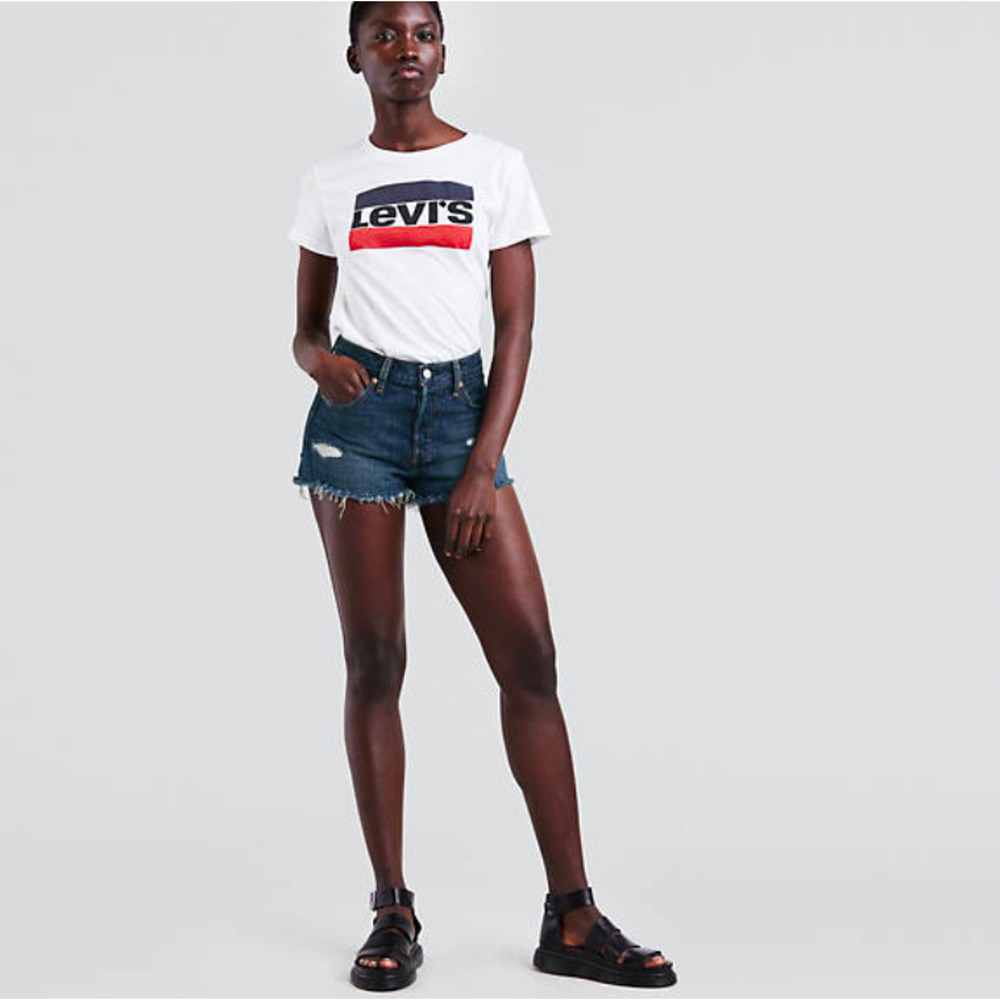 Levi's 501 Mid Rise Denim Shorts LOGO PATCY Sz 31